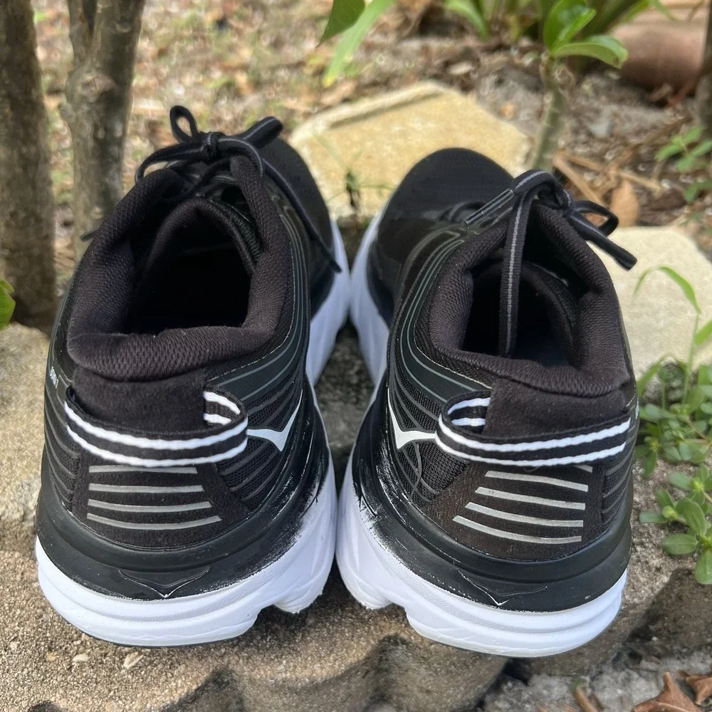 Size 9 Hoka One One Womens Bondi 7 1110519 Black Running Sneaker Shoes Worn